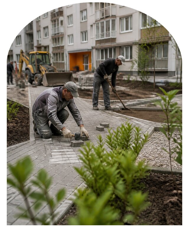 Благоустройство двора многоквартирного дома в Можге